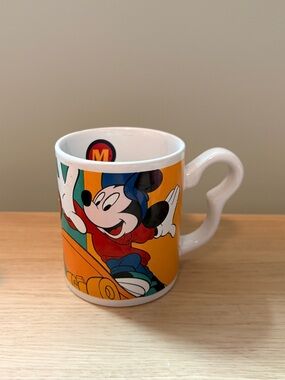 Vintage Disney Mickey Mouse Skateboarding Mug with a Mickey Head Handle